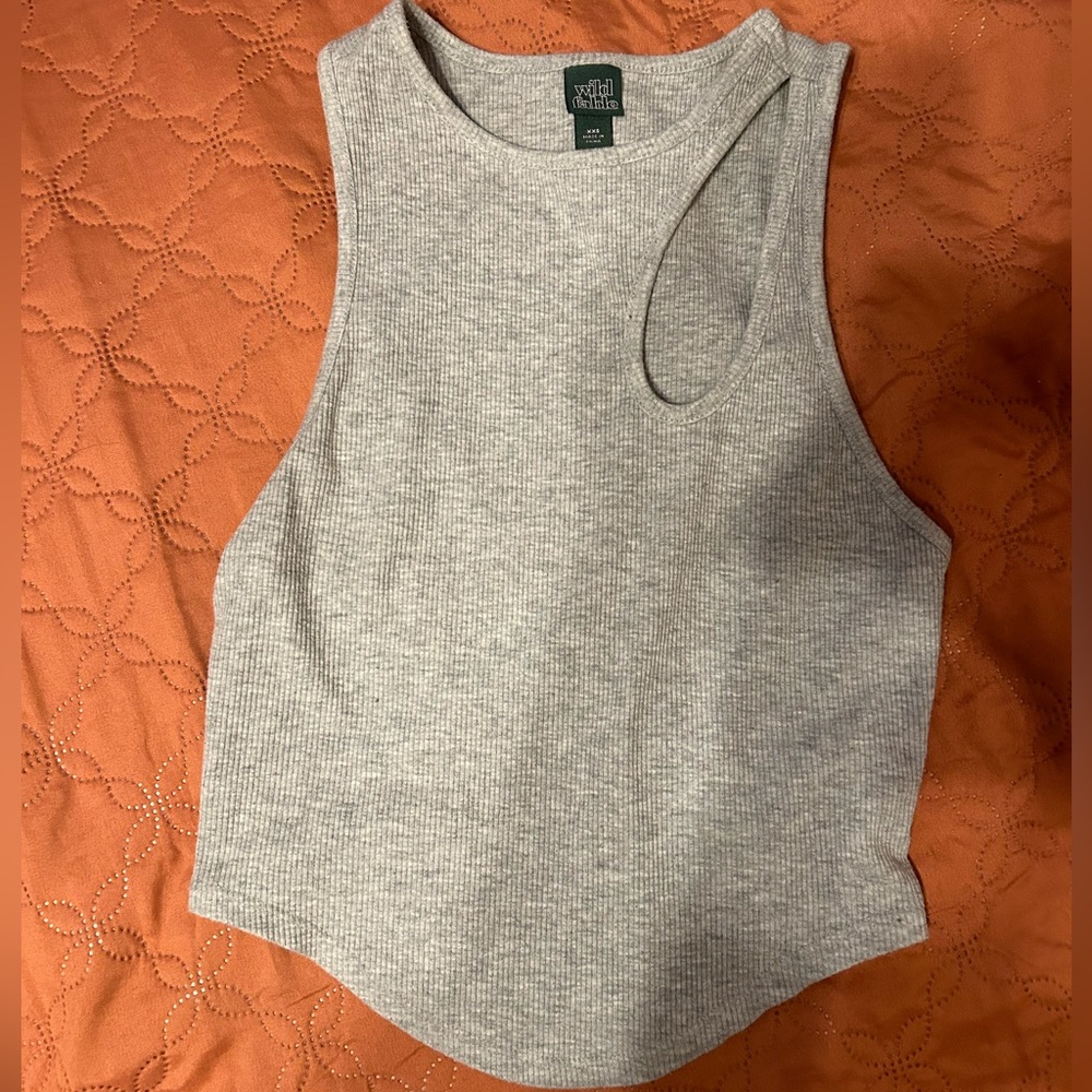 XXS Wild & Fable gray cropped tank top with a cut out.